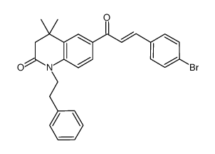 6-(3-(4-bromophenyl)acryloyl)-4,4-dimethyl-1-phenylethyl-3,4-dihydro-1H-qiunolin-2-one Structure