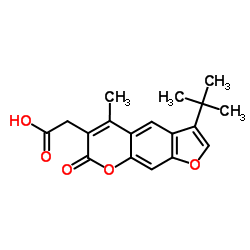 (3-tert-Butyl-5-methyl-7-oxo-7H-furo[3,2-g]-chromen-6-yl)acetic acid结构式
