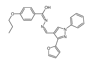 N-[[3-(furan-2-yl)-1-phenylpyrazol-4-yl]methylideneamino]-4-propoxybenzamide结构式