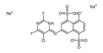 disodium 3-[(5-chloro-2,6-difluoro-4-pyrimidinyl)amino]-8-hydroxynaphthalene-1,5-disulphonate结构式