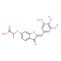 2-{[(2Z)-3-Oxo-2-(3,4,5-trimethoxybenzylidene)-2,3-dihydro-1-benzofuran-6-yl]oxy}propanoic acid structure