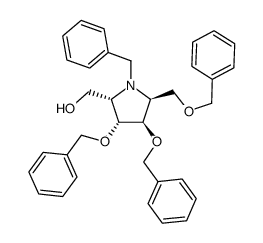 (2S,3R,4R,5S)-N-benzyl-2-hydroxymethyl-3,4-dibenzyloxy-5-[(benzyloxy)methyl]-pyrrolidine结构式