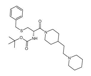 N-tert-butyloxycarbonyl-(S)-(benzyl)-D-cysteine-[4-(2-(1-piperidyl)ethyl)]piperidinenamide Structure