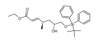 (4R,6R)-7-(tert-butyldiphenylsilyloxy)-6-hydroxy-4-methylhept-2E-enoic acid ethyl ester结构式