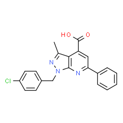1-(4-Chlorobenzyl)-3-methyl-6-phenyl-1H-pyrazolo[3,4-b]pyridine-4-carboxylic acid结构式