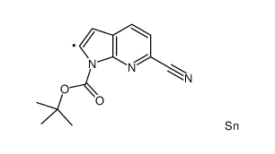 2-Methyl-2-propanyl 6-cyano-2-(trimethylstannyl)-1H-pyrrolo[2,3-b ]pyridine-1-carboxylate Structure