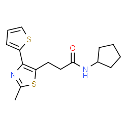 N-Cyclopentyl-3-[2-methyl-4-(2-thienyl)-1,3-thiazol-5-yl]propanamide Structure