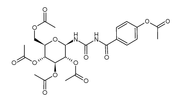 N-(4-acetoxybenzoyl)-N'-(2,3,4,6-tetra-O-acetyl-β-D-glucopyranosyl)urea Structure