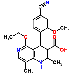 4-(4-Cyano-2-methoxyphenyl)-5-ethoxy-2,8-dimethyl-1,4-dihydro-1,6-naphthyridine-3-carboxylic acid结构式