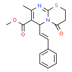 methyl (E)-8-methyl-4-oxo-6-styryl-3,4-dihydro-2H,6H-pyrimido[2,1-b][1,3]thiazine-7-carboxylate结构式
