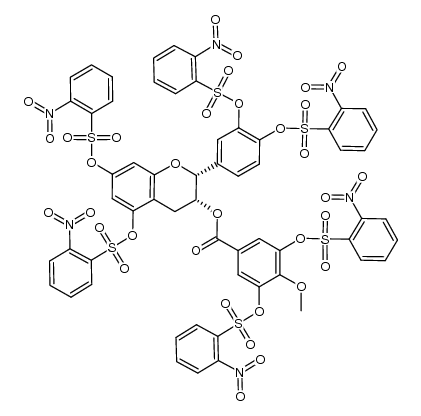 (2R,3R)-2-(3,4-bis(2-nitrophenylsulfonyloxy)phenyl)-5,7-bis(2-nitrophenylsulfonyloxy)chroman-3-yl 4-methoxy-3,5-bis(2-nitrophenylsulfonyloxy)benzoate Structure