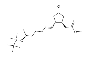 methyl 2-((1S,2R)-2-((S,E)-6-((tert-butyldimethylsilyl)oxy)hept-1-en-1-yl)-4-oxocyclopentyl)acetate Structure