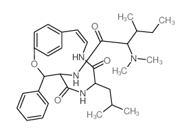 Pentanamide,2-(dimethylamino)-3-methyl-N- [(3R,4S,7S)-7-(2-methylpropyl)-5,8-dioxo-3- phenyl-2-oxa-6,9-diazabicyclo[10.2.2]- hexadeca-10,12,14,15-tetraen-4-yl]-,(2S,- 3R)- Structure