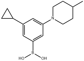 3-Cyclopropyl-5-(4-methylpiperidin-1-yl)phenylboronic acid结构式