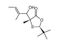 2-(tert-butyl)-5-(1-hydroxy-2-methyl-2-butenyl)-5-methyl-1,3-oxathiolan-4-one结构式