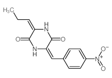 (3E)-3-[(4-nitrophenyl)methylidene]-6-propylidene-piperazine-2,5-dione结构式