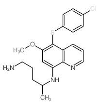 N-[5-(4-chlorophenyl)sulfanyl-6-methoxy-quinolin-8-yl]pentane-1,4-diamine structure