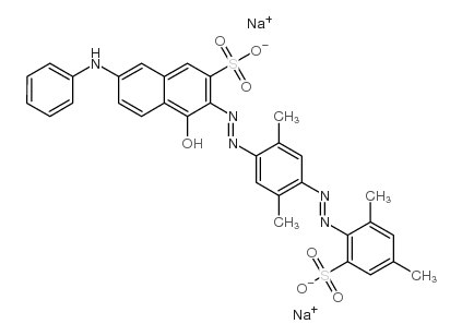 2-Naphthalenesulfonic acid,3-[[4-[(2,4-dimethyl-6-sulfophenyl)- azo]-2,5-dimethylphenyl]azo]-4-hydroxy-7- (phenylamino)-,disodium salt Structure