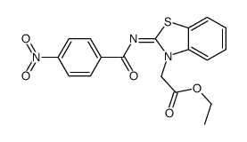 ethyl 2-[2-(4-nitrobenzoyl)imino-1,3-benzothiazol-3-yl]acetate Structure