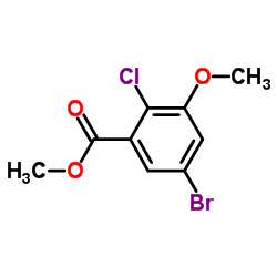 2-氯-3-甲氧基-5-溴苯甲酸甲酯结构式