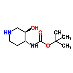 2-Methyl-2-propanyl [(3R,4R)-3-hydroxy-4-piperidinyl]carbamate Structure