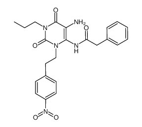 5-amino-1-[2-(4-nitrophenyl)ethyl]-6-phenacetoamino-3-propyluracil结构式