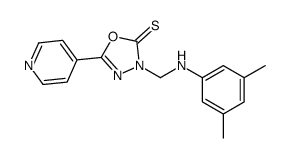 1,3,4-Oxadiazole-2(3H)-thione, 3-(((3,5-dimethylphenyl)amino)methyl)-5-(4-pyridinyl)- Structure