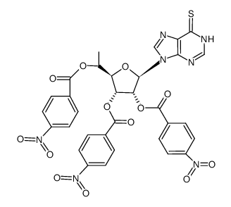 9-[6'-deoxy-2',3',5'-tris-O-(p-nitrobenzoyl)-β-D-allofuranosyl]-6-thiopurine结构式