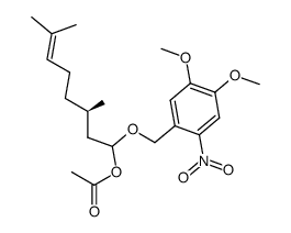 (3R)-acetic acid 1-(4,5-dimethoxy-2-nitrobenzyloxy)-3,7-dimethyloct-6-enyl ester结构式