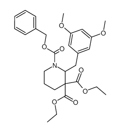 diethyl 1-(benzyloxycarbonyl)-2-(3,5-dimethoxybenzyl)piperidine-3,5-dicarboxylate结构式