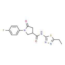 N-(5-ethyl-1,3,4-thiadiazol-2-yl)-1-(4-fluorophenyl)-5-oxopyrrolidine-3-carboxamide结构式