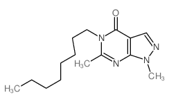 4H-Pyrazolo[3,4-d]pyrimidin-4-one,1,5-dihydro-1,6-dimethyl-5-octyl- Structure