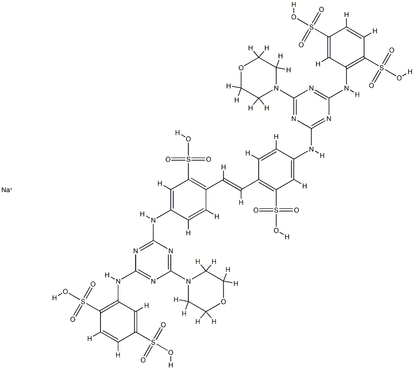 2,2'-[vinylenebis[(3-sulpho-p-phenylene)imino[6-morpholino-1,3,5-triazine-4,2-diyl]imino]]bis[benzene-1,4-disulphonic] acid, sodium salt structure