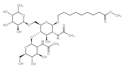 8-甲氧基羰基辛基2-乙酰氨基-4-O-(2-乙酰氨基-2-脱氧-b-D-吡喃葡萄糖基)-2-脱氧-6-O-(aL-呋喃二糖基)-b-D-吡喃葡萄糖苷结构式