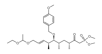 dimethyl ((3R,5S,6S,7S,E)-10-(1-ethoxyethoxy)-6-((4-methoxybenzyl)oxy)-3,5,7-trimethyl-2-oxodec-8-en-1-yl)phosphonate结构式