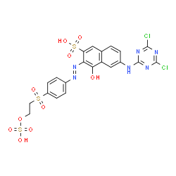 7-[((4,6-dichloro-1,3,5-triazin-2-yl)amino)-4-hydroxy-3-(4-((2-sulfoxy)ethyl)sulfonyl)phenylazo]naphthalene-2-sulfonic acid结构式