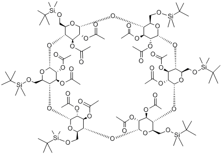 Hexakis-(2,3-di-O-acetyl-6-O-tert.-Butyldimethylsilyl)-alpha-Cyclodextrin结构式