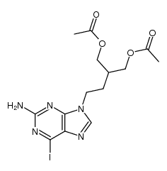 9-(4-acetoxy-3-acetoxymethylbutyl)-2-amino-6-iodopurine Structure