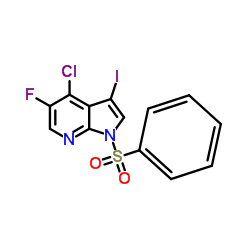 4-Chloro-5-fluoro-3-iodo-1-(phenylsulfonyl)-1H-pyrrolo[2,3-b]pyridine结构式
