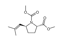 (5S)-1-methoxycarbonyl-5-(2-methyl-1-propenyl)-L-proline methyl ester结构式