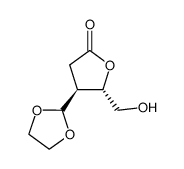 (4S,5S)-4-(1,3-dioxolan-2-yl)-5-hydroxymethyldihydrofuran-2-one Structure