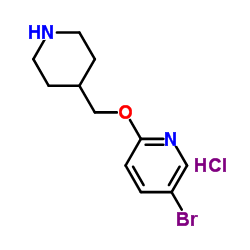 5-Bromo-2-(4-piperidinylmethoxy)pyridine hydrochloride (1:1) Structure