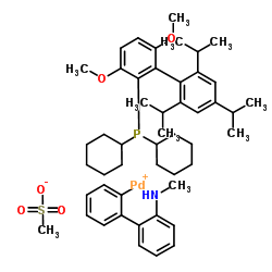 (2-二环己基膦-3,6-二甲氧基-2',4',6'-三异丙基-1,1'-联苯)(2'-甲基氨基-1,1'-联苯-2-基)甲磺酸钯(II) BrettPhos Palladacycle Gen. 4图片