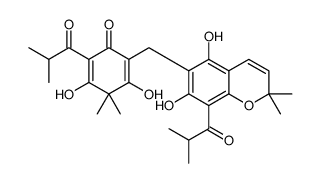 2-[[5,7-dihydroxy-2,2-dimethyl-8-(2-methylpropanoyl)chromen-6-yl] methyl]-3,5-dihydroxy-4,4-dimethyl-6-(2-methylpropanoyl)cyclohexa -2,5-dien-1-one Structure