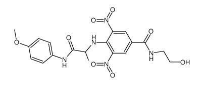 N-(2-hydroxyethyl)-4-((1-((4-methoxyphenyl)amino)-1-oxopropan-2-yl)amino)-3,5-dinitrobenzamide Structure