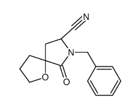 (5R,8R)-7-Benzyl-6-oxo-1-oxa-7-azaspiro[4.4]nonane-8-carbonitrile结构式