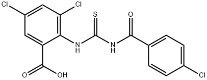 3,5-dichloro-2-[[[(4-chlorobenzoyl)amino]thioxomethyl]amino]-benzoic acid Structure