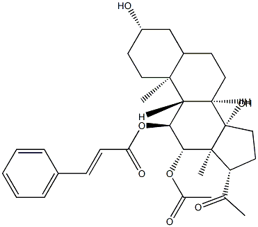 (14β)-12β-Acetyloxy-3β,14-dihydroxy-11α-[(1-oxo-3-phenyl-2-propenyl)oxy]pregnan-20-one结构式