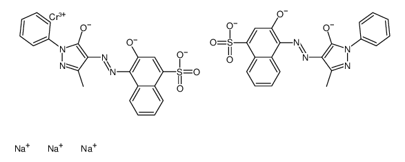 trisodium bis[4-[(4,5-dihydro-3-methyl-5-oxo-1-phenyl-1H-pyrazol-4-yl)azo]-3-hydroxynaphthalene-1-sulphonato(3-)]chromate(3-) structure