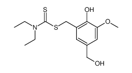 Diethyl-dithiocarbamic acid 2-hydroxy-5-hydroxymethyl-3-methoxy-benzyl ester Structure